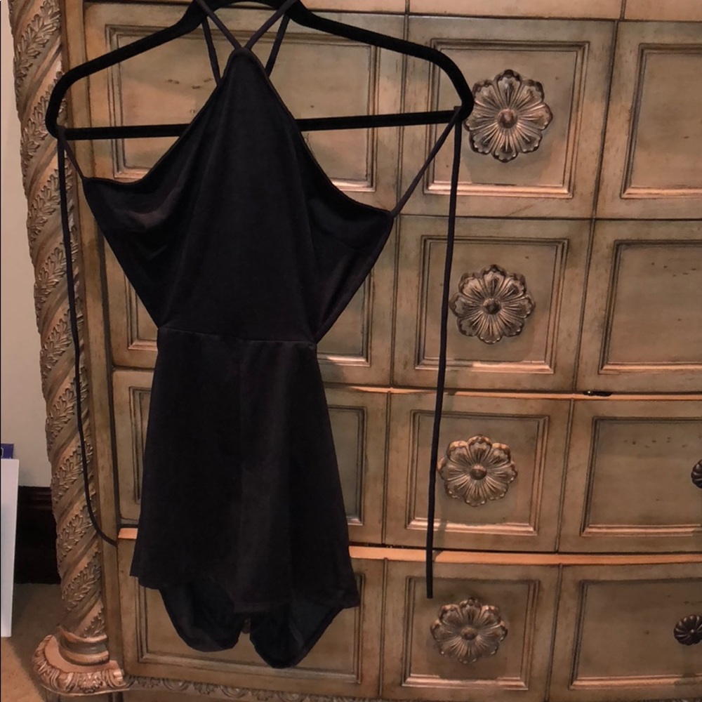 Black suede romper